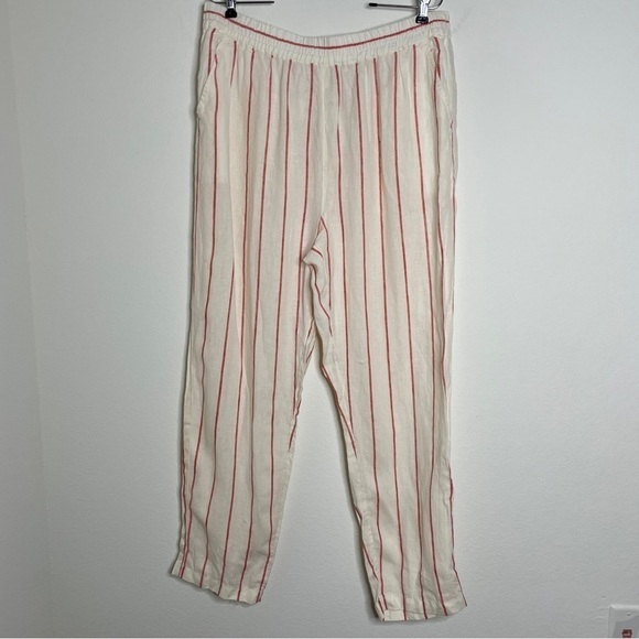 NWT C&C California 100% Linen Striped Coral Pants Pull On Beachy Vacation - Picture 1 of 7